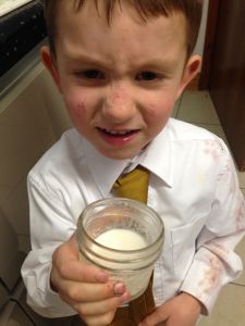 Patrick's reaction after he enthusiastically took a big gulp